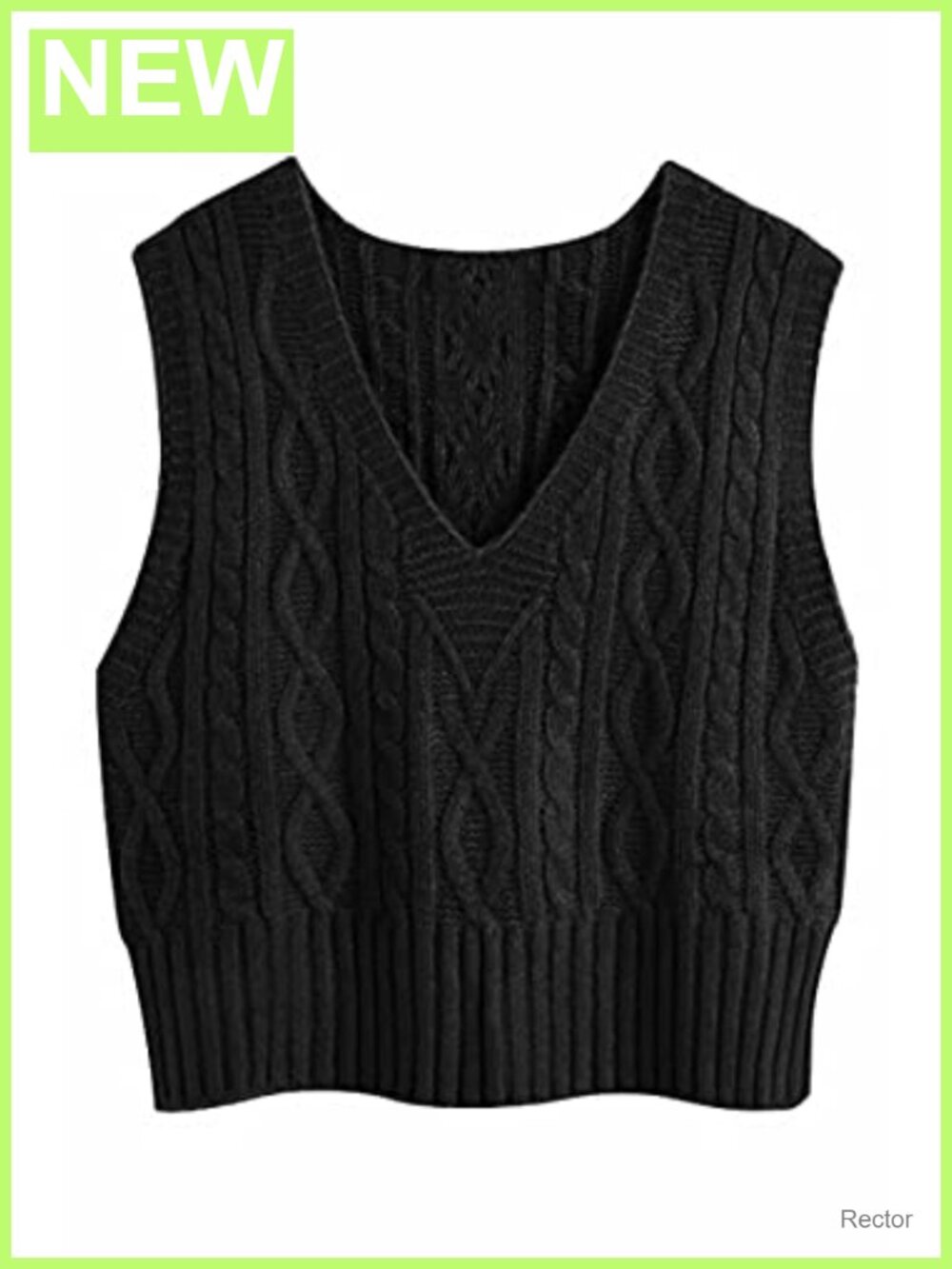 V-Neck Cable Knit Sweater Vest Sleeveless Loose Fit Pullover Top
